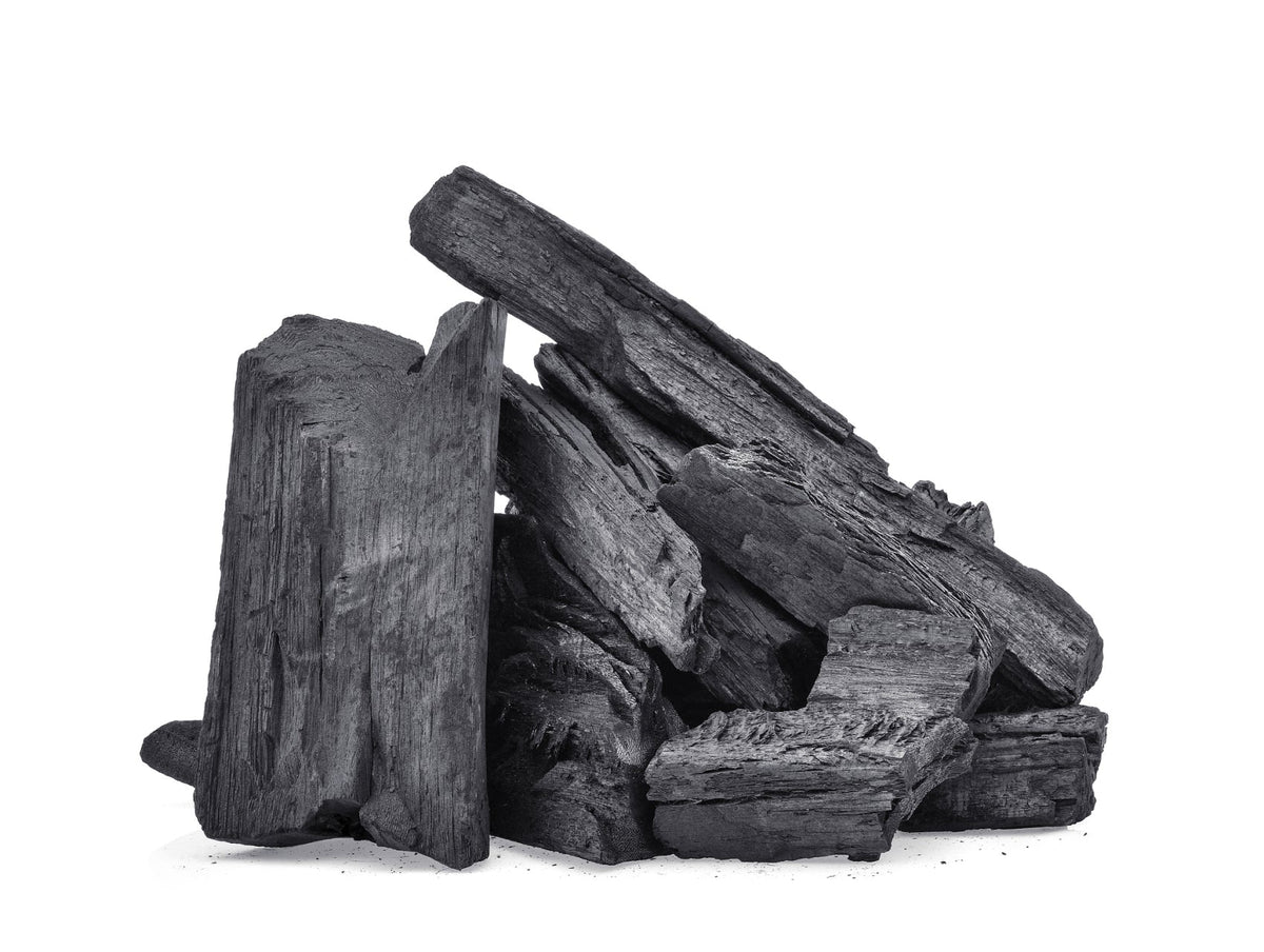 a pile of charcoal