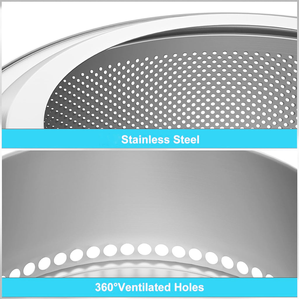 20-Inch Stainless Steel Fire Pit for Outside Wood Burning, Heavy Duty Outdoor Portable Firepit with Perforated Base and Removable Ash Tray