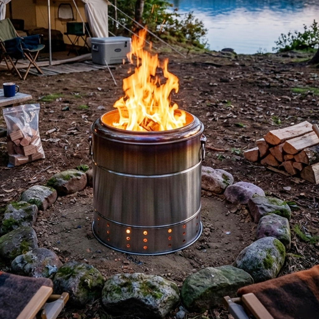 Smokeless Charcoal Grill 28 Skewers Capacity Hanging Barrel Grill Portable Fire Pit Outdoor Campfire Roaster