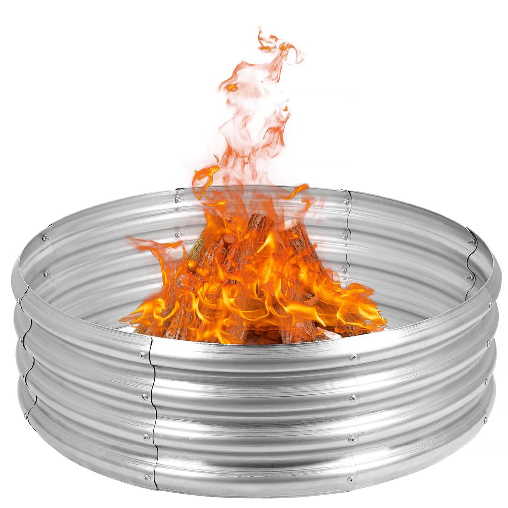 36-Inch Fire Pit Ring for Outside Wood Burning, Heavy Duty 0.8mm Thick Metal Firepit Liner