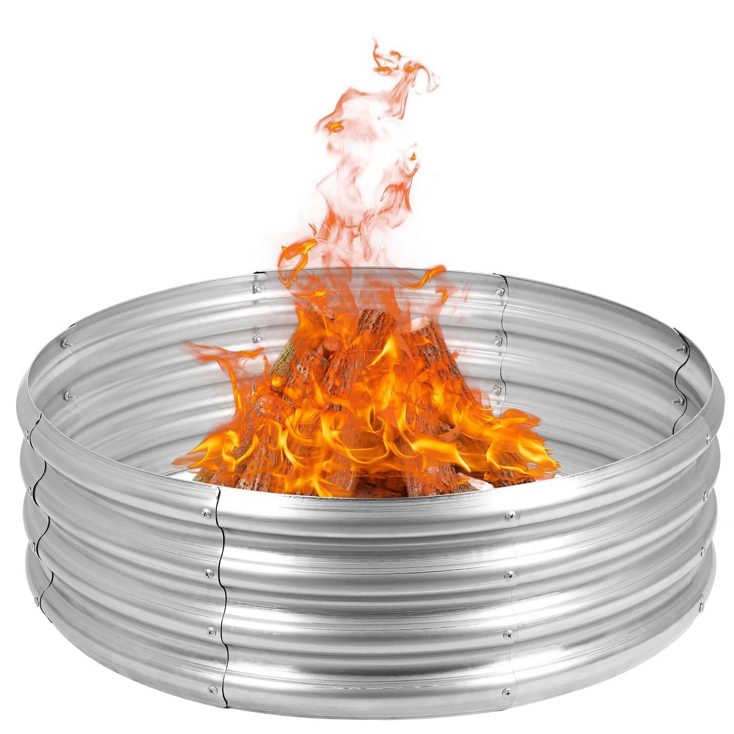 36-Inch Fire Pit Ring for Outside Wood Burning, Heavy Duty 0.8mm Thick Metal Firepit Liner