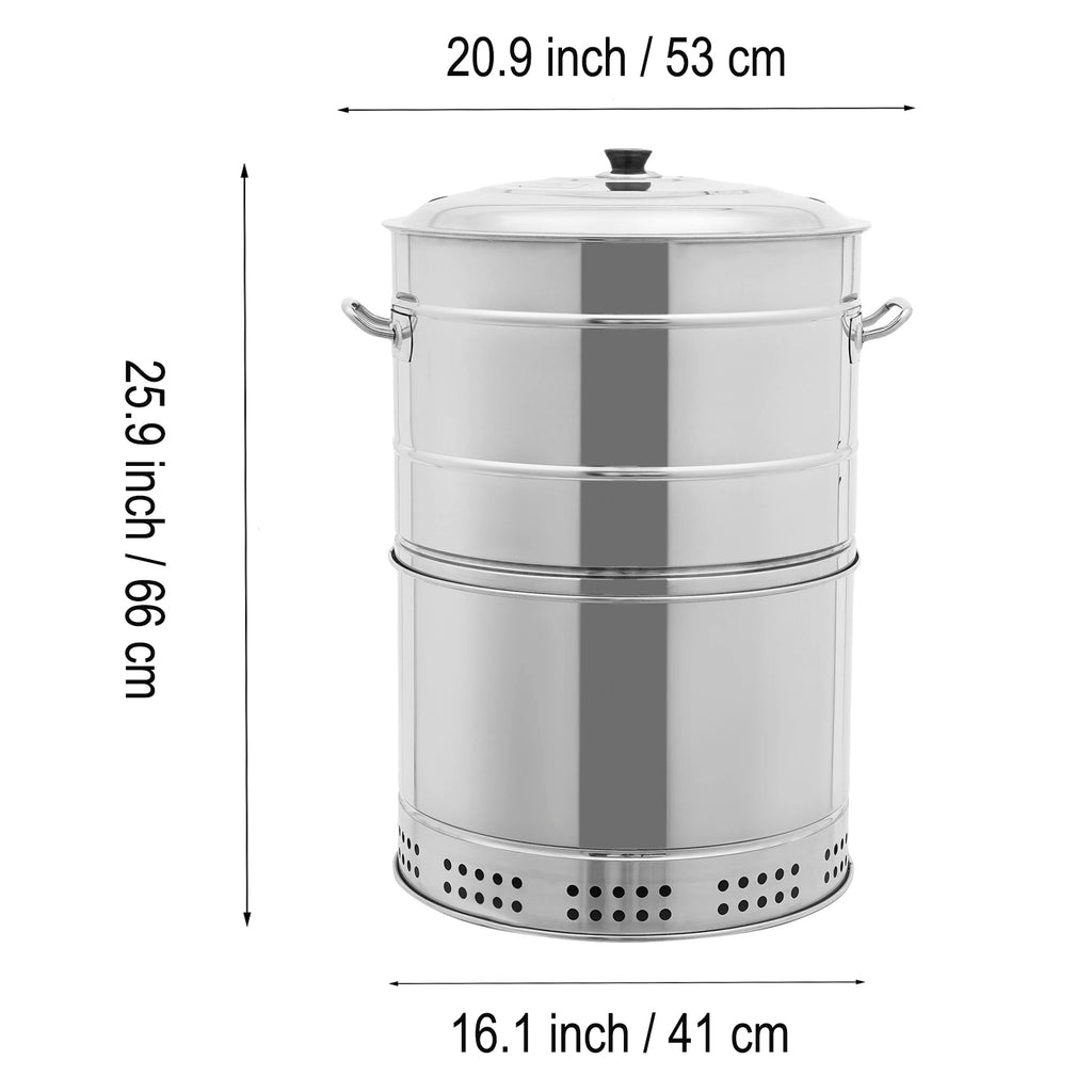 Vertical grill dimensions: 25.9 inches tall, 20.9 inches top width, and 16.1 inches base diameter.