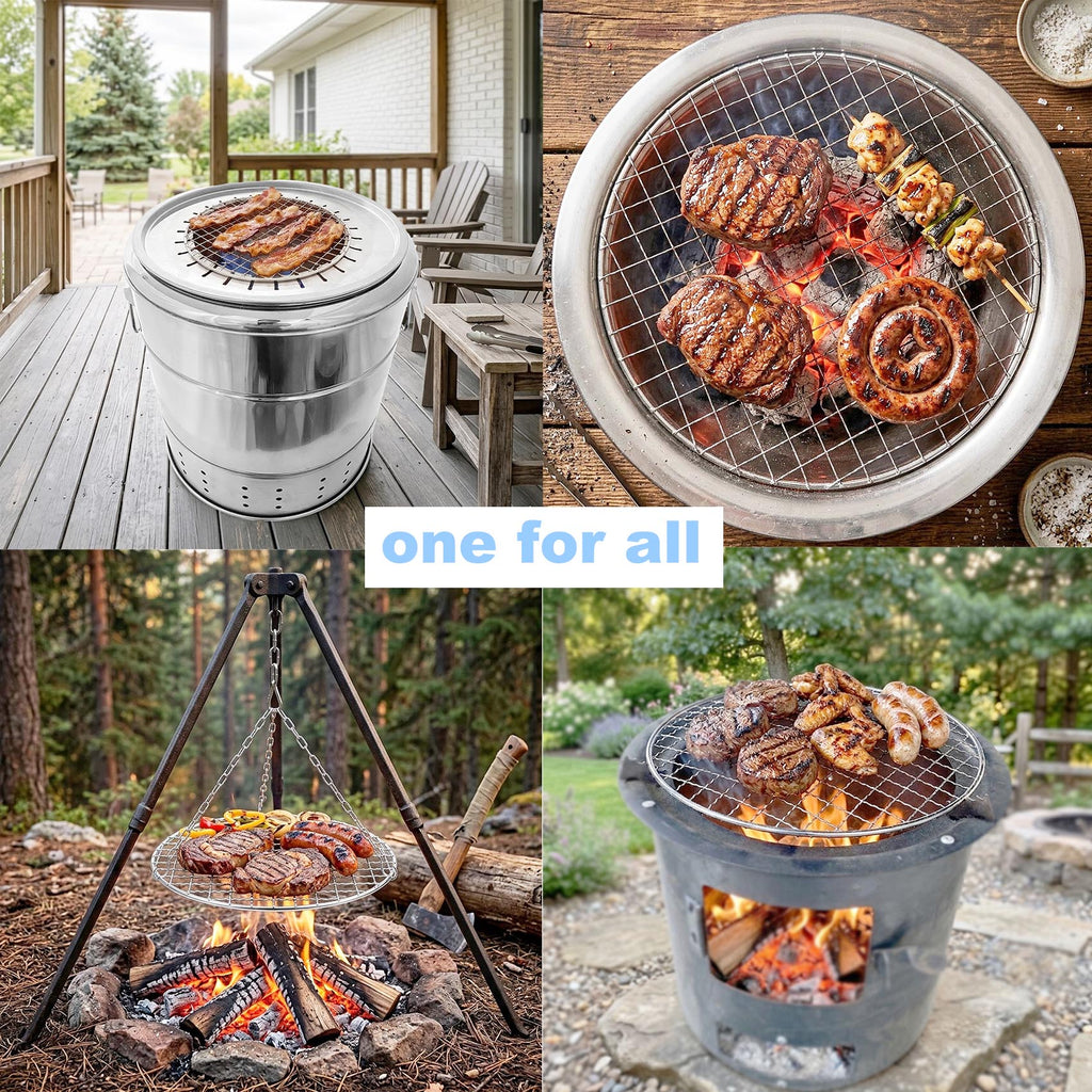 7.9'' Barbecue Grill Grate 304 Stainless Round Grill Mesh for Small Meats Charcoal Wood Grate Replacement