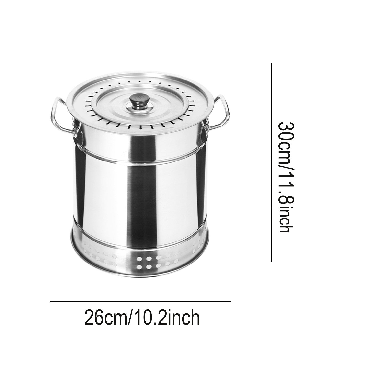 Dimensions of the 22-skewer single-layer compact grill showing height and width measurements