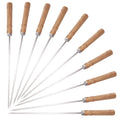10pcs 14'' BBQ Skewers Kabob Grill Skewers with Wooden Handle 304 Stainless Steel Flat Kebab Skewers for Meat Cubes, Donner Kebab, Tortilla Kebab, Hanging Grill Skewers with Clipper