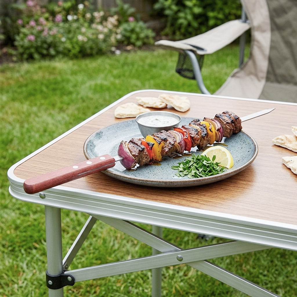 10pcs BBQ Skewers 16'' Flat Grill Skewer for Kabob 304 Stainless Steel Kebab Sticks with Skewer Clipper for Vertical Hanging